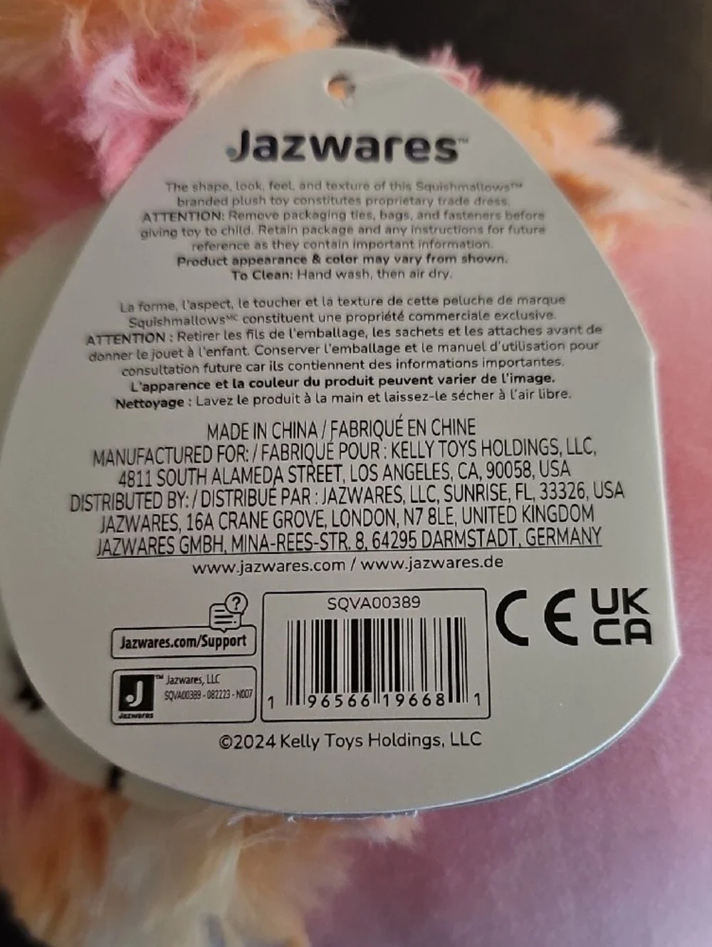 Squishmallows Caparinne Plush - Pink with Rainbow Accents